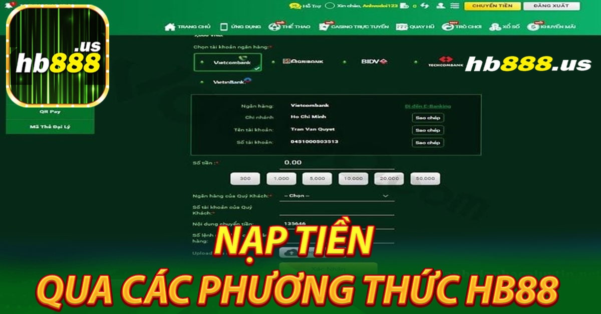 Một số cách nạp tiền qua các phương thức